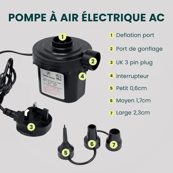 Надувне кемпінгове ліжко Green Haven – водонепроникна двоспальна повітряна матрац, швидко надувається, для кемпінгу та гостей (односпальне ліжко), (двоспальна повітряна матрац + AC-насос)