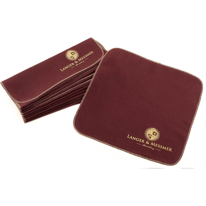 Langer & Messmer Polishing Cloths for Smooth Leather made of 100% Cotton in a Practical Set - The Shoe Polishing Cloth for Professional Shoe Care (Bordeaux | Beige)
