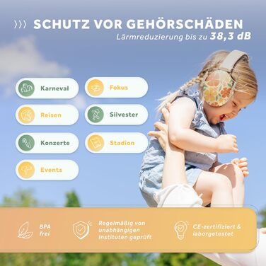 Schallwerk® Kapselgehörschutz Kiddies (Flower) - Навушники для захисту слуху дітей (Квіти) | Захист від шуму, комфорт, преміум-якість