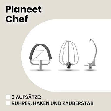 Кухонна машина ZEEGMA Planeet Chef: потужний міксер з чашею 6.5 л, 2200W, 7 швидкостей, для тіста та інших продуктів