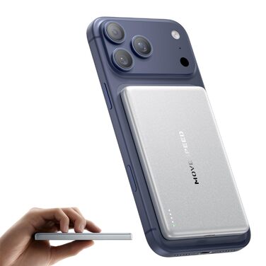 Power Bank Magsafe 5000mAh Slim (Білий перламутр) - Бездротовий магнітний акумулятор для iPhone та Samsung
