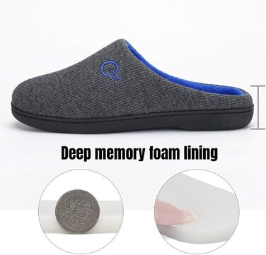 Тапочки Mishansha для дому чоловічі та жіночі зимові, з піною Memory Foam, розмір 36-47, сірі