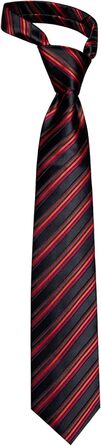 Чоловічі краватки YourTies: смугасті та клітинчасті моделі з шовкового тканння, комплект з краватковою кліпсою (червоно-чорна смужка)