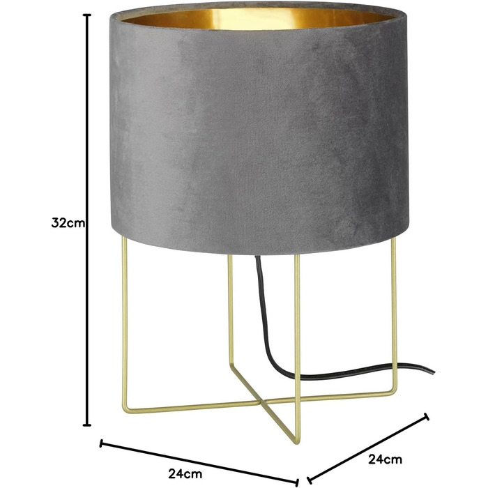 Торшер Fischer & Honsel Aura: класичний дизайн, золотий метал, синій оксамитовий абажур, висота 34 см