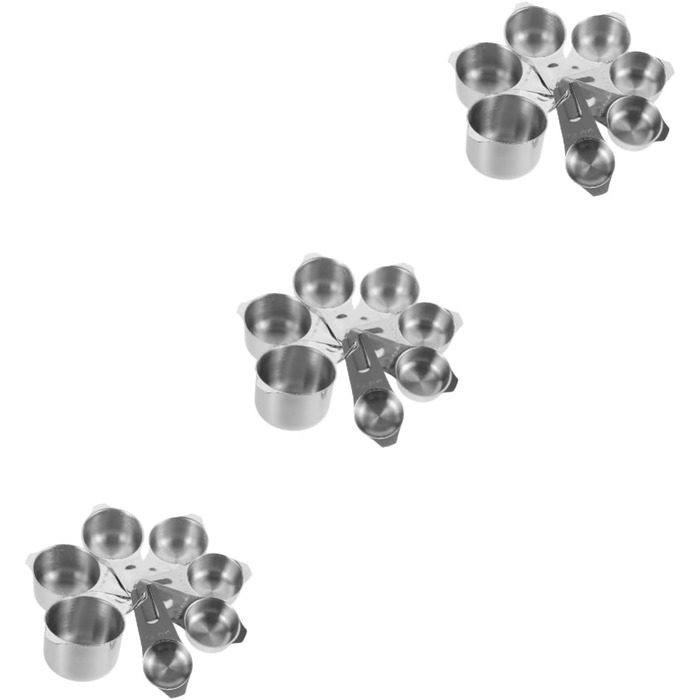 Ciieeo 3-Piece Baking Tool Set: Small Measuring Cup, Cooking Measuring Spoon, Measuring Cup for Baking, Teaspoon, Measuring Spoon, Dispenser, Latte Glasses, Collapsible Shot Glasses, Modern Stainless Steel, Silver