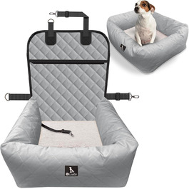 Bluzelle 2-in-1 Dog Car Seat & Bed - Oxford Fabric, Washable, Non-Slip - for Small & Medium Dogs - Grey