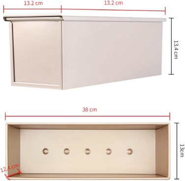 Форма для випікання хліба та тостів CANDeal, 1200 г, з кришкою, для тіста, кексу, хліба, метал