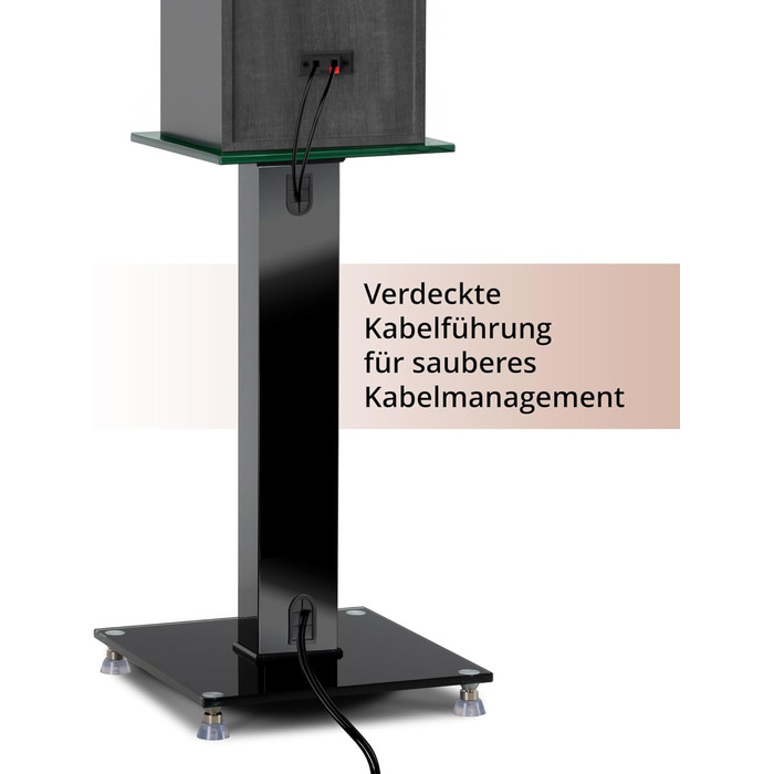 Підставка для колонок Pronomic SLS-282 BK (пара) - Стильний дизайн з 2 скляними пластинами, регульовані шпильки та гумові ніжки, приховане кабельне провідництво, вантажопідйомність 10 кг