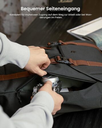 Tomtoc Laptop Backpack for Women and Men, Vintage Daypack Daypack Casual Backpack with 22 Liters for Everyday Use, Leisure, University, School, Classic Backpacks Fits 13-15.6 Inch Laptops, Black