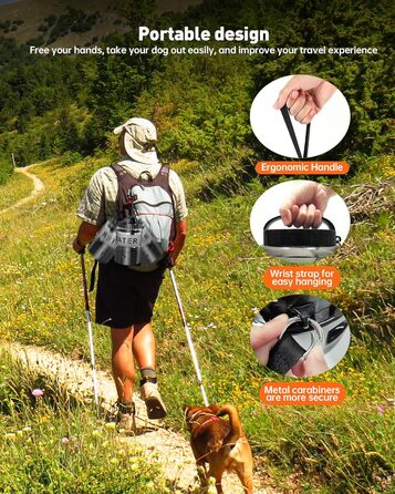 ЛесоТК 2200 мл Поїлка для собак, Переносна велика поїлка для собак – для подорожей, кемпінгу, великих собак (2.8л, чорна)