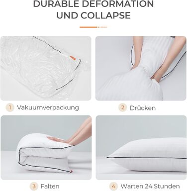 Sweetnight Pillow 80x80 2-Pack, 1300g Microfiber Pillow, Soft and Supportive Neck Pillow for All Sleeping Positions, Breathable 100% Cotton Cover, Öko-Tex Certified White 80 x 80 cm 2-Pack Striped Design 2