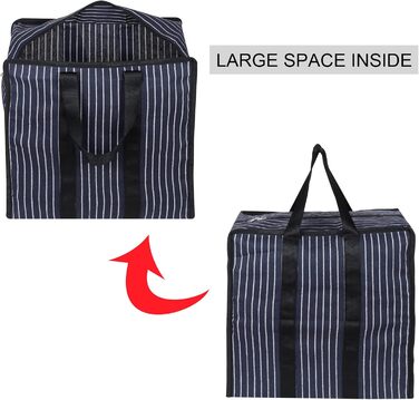 Double R Bags Multi-Purpose Canvas Shopping Bag, Extra Large, Durable, Reusable, with Strong Handles and Zippered Bottom (2 Pack, Navy Blue)