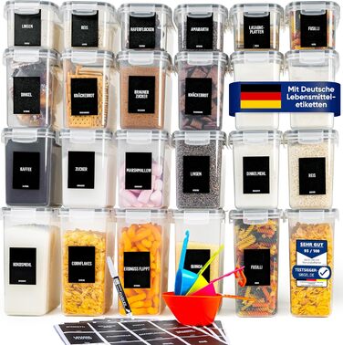 Набір контейнерів для зберігання Deco haus® (24 шт.) з кришкою, чорний - для продуктів, кухні, організації