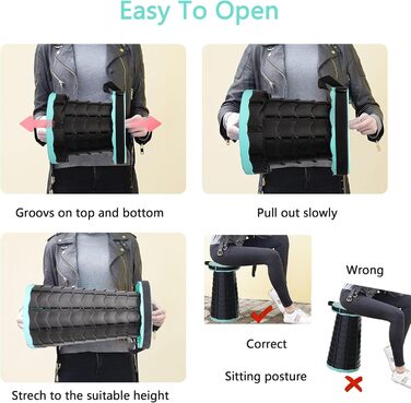 Складаний туристичний стілець-табурет, 440lbs, з сумкою, для кемпінгу, риболовлі, відпочинку на природі (Колір: Зелений)