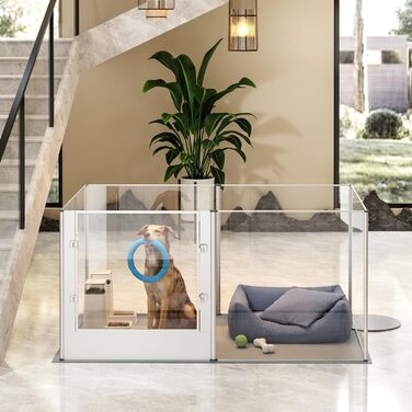 Кія для собак BingoPaw: вольєр для цуценят та собак, 8-секційний, 60 см, XXL, з дверцятами та водовідштовхувальним дном (163 x 102 x 80 см)