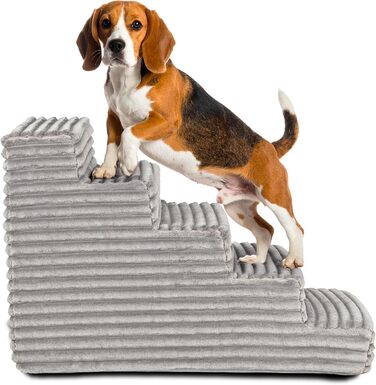 Сходинка для собак та котів Boutique Zoo | 50 см | 3 сходинки | М'який велюр | Сірий колір