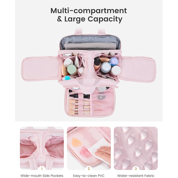 LOVEVOOK Косметичка для жінок велика, легка, для подорожей, з відділенням для мокрого, водонепроникна, з ручкою, блакитна