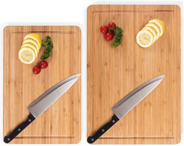 Blumtal Bamboo Cutting Board Wood made from 100% Bamboo XXL - 2cm thick wood board antibacterial - solid cutting board with juice groove - wooden cutting board 45x30x2cm - alternative to plastic cutting board