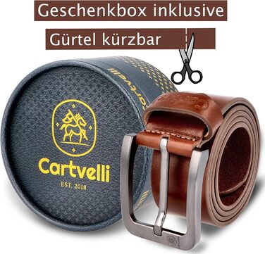 Чоловічий шкіряний ремінь преміум-якості з подарунковою коробкою. Ширина 40 мм, регулюється, підходить для джинсів, чинос, костюма та штанів. Колір: коричневий.