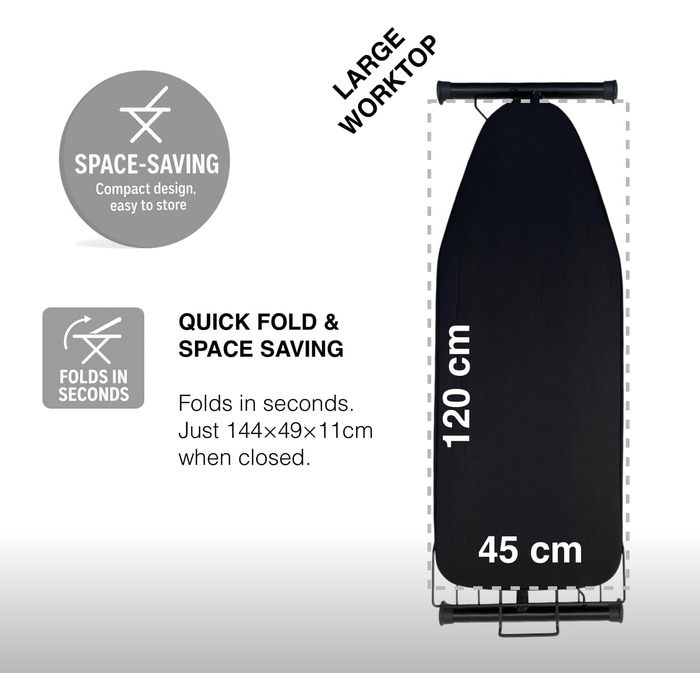 Покриття для прасувальної дошки Foxydry, чорне, м'яке, 108 x 48 см (Evo)