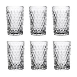 Вінтажний набір з 6 кольорових склянок для вина та напоїв з діамантовим візерунком, склянки Long Drink, коктейльні склянки з тисненням, склянка для води, келих для вина, склянка для напоїв