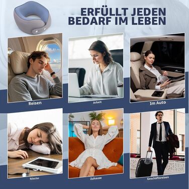 Подушка для подорожей під шию з ефектом пам'яті (Memory Foam) для літака та автомобіля, ергономічна подушка-рожок для дорослих