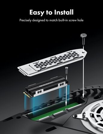 Радіатор охолодження GrauGear для M.2 NVMe SSD, комплект для Playstation 5, PS5 Slim, з теплопровідною кришкою (алюміній) (G-PS5HS02-Cov)