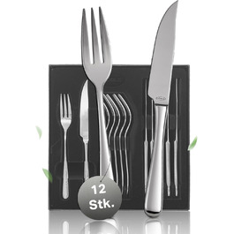 RÖSLE ELEGANCE Steak Set, 12-Piece – High-Quality Steak Set for 6 People made of Stainless Steel 18/10 and Special Blade Steel – Highly Polished, Dishwasher-Safe, in Elegant Gift Box, 12-Piece Steak Set