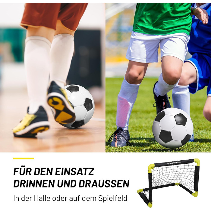 Dunlop 2-Pack Soccer Goal Set - Foldable Football Goal for Kids - Indoor/Outdoor Training Accessory - Black/Yellow 50x44x44cm