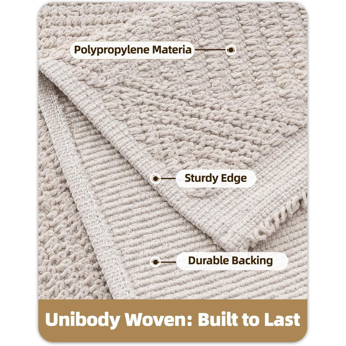 Килимок для дому COLOR&GEOMETRY 50x80 см, бежевий, миючий, для входу, внутрішній та зовнішній, рифлений візерунок