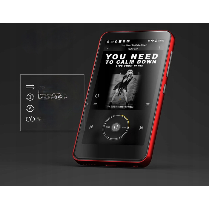 MP3-плеєр з Bluetooth та Wi-Fi, 16 ГБ, сенсорний екран, червоний