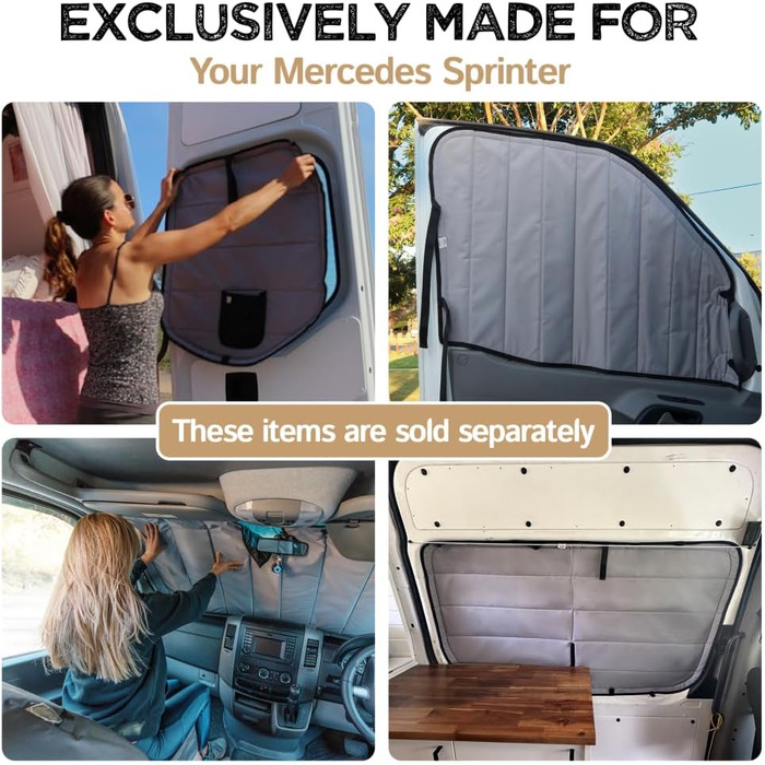 Ізольована затемнююча шторка для дверей Mercedes Sprinter (2007-сьогодні) Living in a Bubble – сонцезахист і комфорт для вашого кемпера