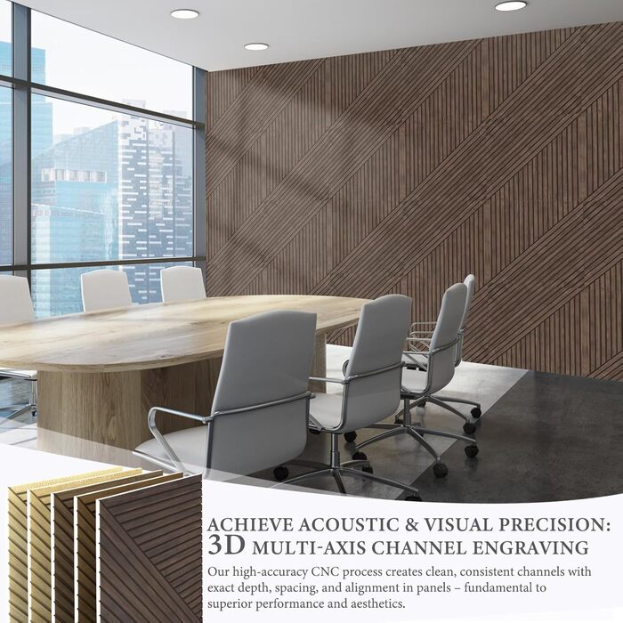 Акустичні панелі JBER, самоклеючі звукопоглинаючі стінові панелі для офісу, студії та дому, 6 шт, 180 x 120 см, колір темний горіх