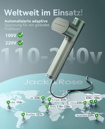 Портативний відпарювач для одягу Steamer 2-в-1 1000W, для глобальних подорожей, зелений