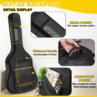 Чохол для гітари 41 дюйм, велика місткість, водонепроникний, потовщений, стійкий до розривів, підходить для гітар 39, 40, 41 дюймів