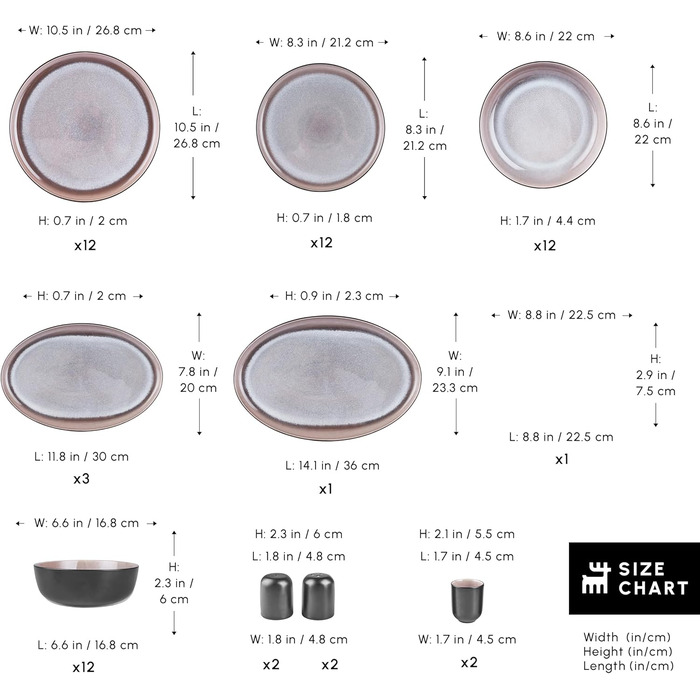 Karaca Solem: 18-Piece Steingut Tafelservice, Чорний, для 6 осіб | Елегантний посуд