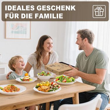 36-ти елементний набір посуду – міцний, легкий, з мисками для каші 26 oz, десертними та обідніми тарілками 10.5 дюймів, придатний для миття в посудомийній машині, багаторазовий, подарунок для дому, для щоденного використання, посудовий набір білий (10.5 д