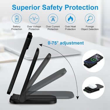 Бездротовий зарядний стан Google Pixel, 15W, чорний. Сумісний з Google Pixel 10/9/Pro/8/7/6/5 та Samsung Galaxy S25+/S24 FE/S23/S22/S21 (Foldable)