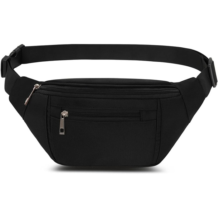 Чоловіча та жіноча поясна сумка на пояс, бананка, водонепроникна, для спорту, подорожей, кемпінгу, фітнесу, бігу (чорна)