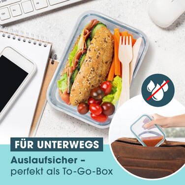 Gourmetmaxx Набір контейнерів для зберігання їжі Glas-Frischhaltedosen 6 шт. (0,725 л) сині - для Meal Prep, мікрохвильовки, морозильника