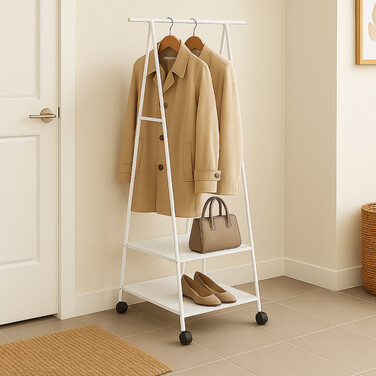 Relaxdays Clothes Rack with Wheels and 2 Shelves