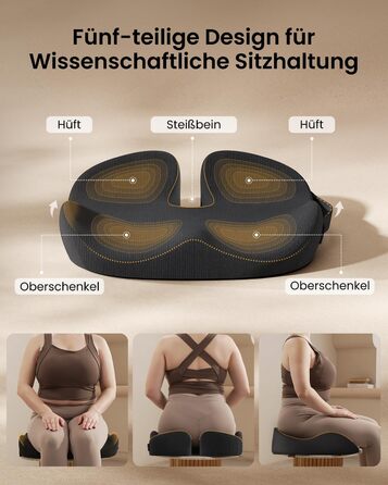 Крісло-подушка ProtoArc для офіса та авто, X-Large, з пам'яті ефектом, чорний, ергономічна підтримка спини