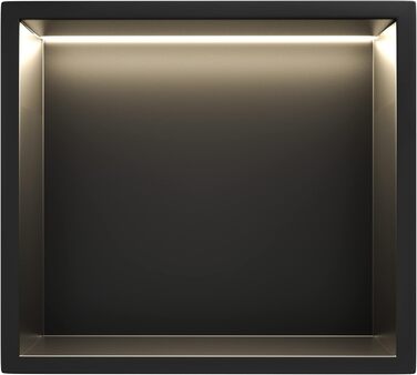 Ніша для душу Bernkot з нержавіючої сталі 300x300 мм з LED-підсвіткою, водонепроникна, монтаж без плитки, для зберігання у ванній