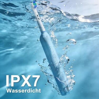 Електрична зубна щітка для дорослих Rotierende з 8 насадками, 3 режимами чищення, акумулятором на 50 днів та Smart-таймером 2 хв - Чорна