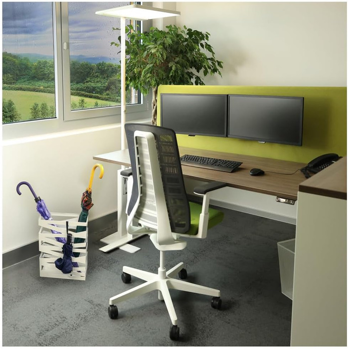 Підставка для парасоль підставка Maxi з металу з піддоном для збору води та гачками - Економія місця 34x14x46 см - Елегантний білий колір - Ідеальна для декорування прихожей та входу Maxi - Білий