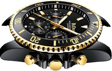 Годинник чоловічий Biden BIDEN-0163, аналоговий, кварц, з браслетом з нержавіючої сталі, чорний / золотий