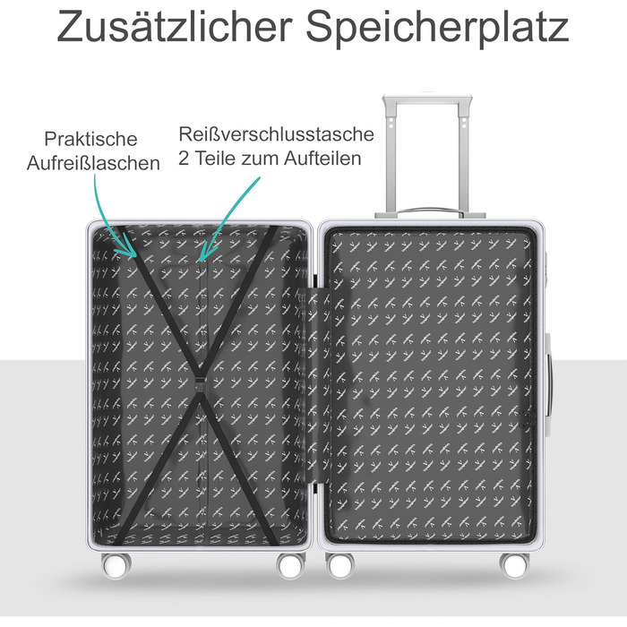 Набір валіз Voyagoux 3 в 1: 39L, 71L, 113L, з жорстким корпусом, TSA-замком, ABS, 4 колеса 360°, сріблясті, міцні та легкі