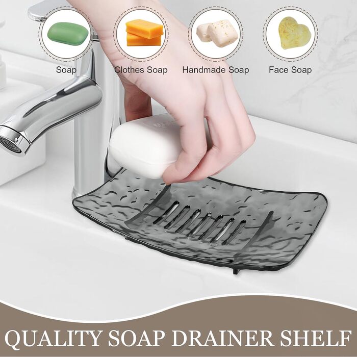 Миска для мила з піддоном для стікання води, водонепроникна мильниця без свердління, мильниця для душу, підставка для мила з дренажем для ванної, балкону, кухні, легке очищення