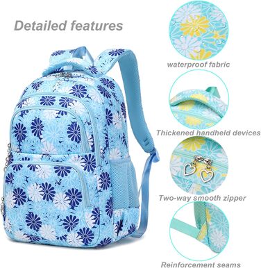 Шкільний рюкзак ZHIERNA для дівчаток-підлітків: набір з ланч-боксом та пеналом, блакитний