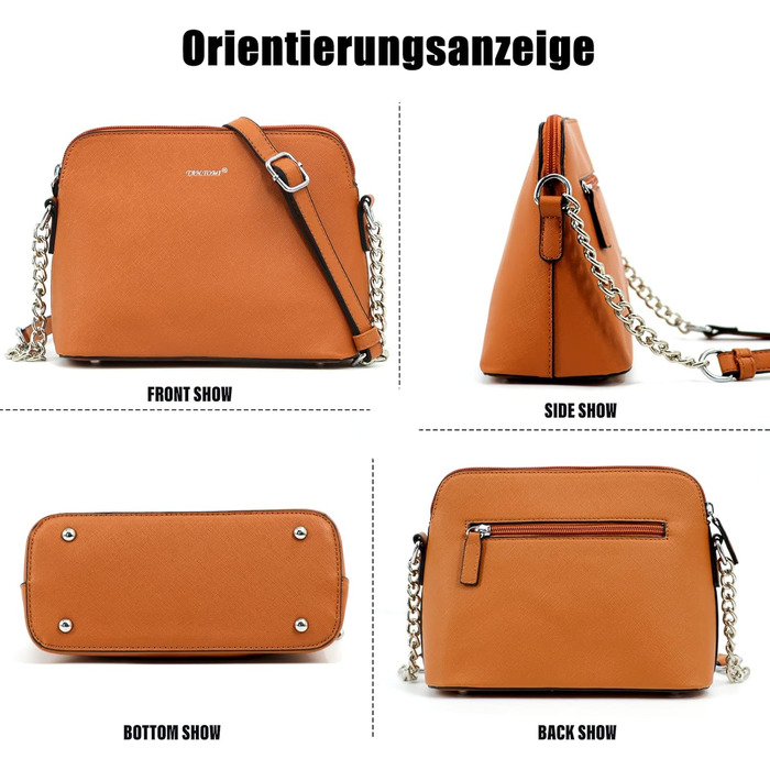 Сумка TANTOMI жіноча через плече: елегантна крос-боді сумка-клатч з ланцюжком, коричнева